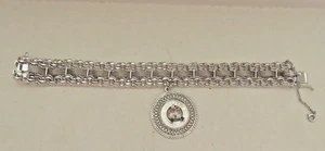 vintage sterling silver charm bracelet heavy-1 charm-Anniversary 32 grams-7"L. - Picture 1 of 7