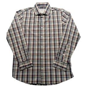Camisa Mizzen+Main L Para Hombre Ajuste de Sotavento Botón Manga Larga Azul A Cuadros  - Imagen 1 de 6