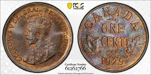 1929 Canada Small Cent PCGS MS65BN Lot#G1172 Gem BU! Schöne Tönung! - Bild 1 von 4