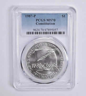 MS70 1987-P Constitution Commemorative Dollar PCGS Blue Lbl *9818 - Image 1 of 4