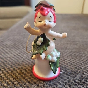 Lefton Weihnachten Stechpalme Glocke Pixie Elfe 50er Jahre Vintage 4,5 Zoll - Bild 1 von 9