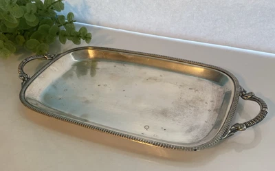Crescent Silver Plated 9x 5.5 inches Cocktail Tray Handles AS IS Marks Dings - Image 1 of 4