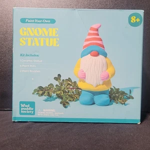 Mud Puddle Society Paint Your Own Gnome Statue Kit Ceramic New - Picture 1 of 4