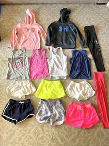 Nike Under Armour Girls Athletic Clothes Lot Size M Youth Age 8-10 - Picture 1 of 10