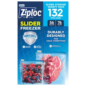 Ziploc Slider Freezer Bags Variety Pack (132 Count) Gallon & Quart Storage - Bild 1 von 5