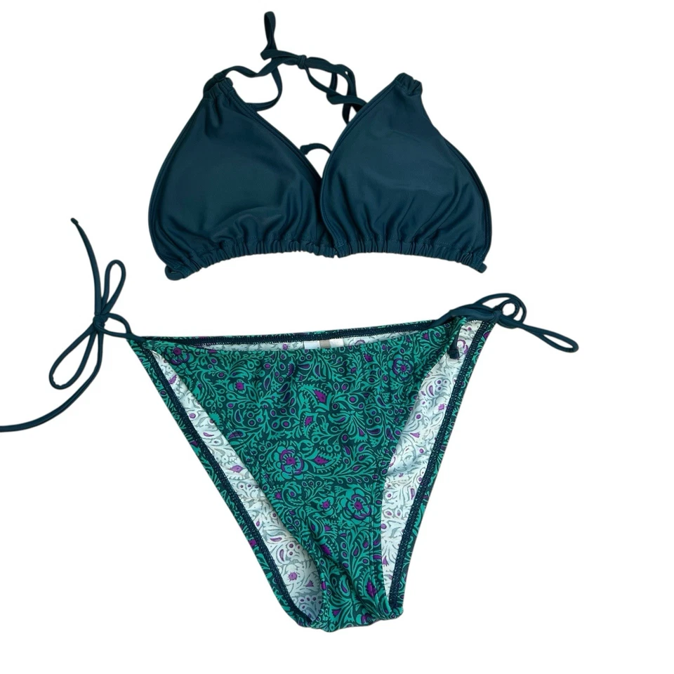 Conjunto de bikini traje de baño Patagonia talla XL para mujer con estampado verde azulado Foto 1 de 4