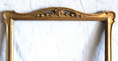 ANTIGUO MARCO DE MADERA ARTESANAL 10 X 13" ORNAMENTADO DORADO 1920 Foto 1 de 4