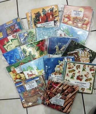 300 Weihnachtliche Servietten mit verschiedenen Motiven und Farben - Bild 1 von 3
