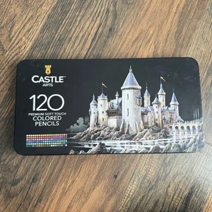 Castle Arts 120ct Set Matite Colorate Matite Soft Touch Usate pochissimo Scatola di Latta - Foto 1 di 8