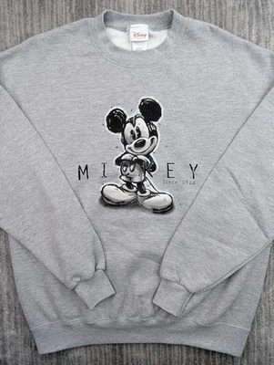 Antigo Disney Store Feminino Mickey Est. Moletom gola redonda 1928 tamanho grande cinza EUA - Imagem 1 de 4