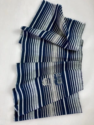 LARGE Authentic Antique Japanese Indigo Boro Textile 64.5" x 13.5" - Image 1 of 4