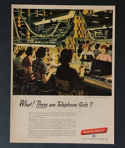 1953 Western Electric Bell System Pubblicità Donna Linea di Montaggio Stampa Vintage AD - Foto 1 di 2