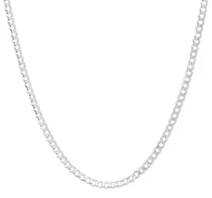 Cadena de eslabones cubanos acero curvo de plata esterlina 925 adirfine - Imagen 1 de 6