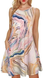 Tie Dye Dresses for Women Summer Beach Sleeveless Sundress Pockets Swing Casu... - Picture 1 of 6