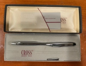 Cross Silver Tone Twist Open Pen Blue ink - Picture 1 of 4