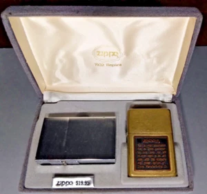 ZIPPO 1932 REPLICA BRUSHED CHROME LIGHTER W/BRASS ZIPPO PLEDGE PLAQUE LIGHTER - Picture 1 of 10
