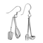 Cooking Tools Earrings - 925 Sterling Silver Chef Spatula Ladle Whisk Fork NEW