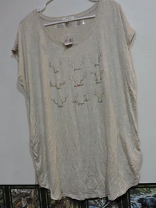 MAURICES Womens Beige Reindeer Sleeveless Boat Neck T Shirt SZ XL NWT rayon/span - Picture 1 of 4