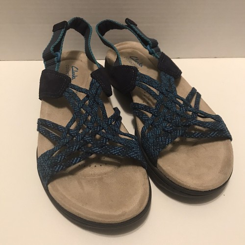 Clarks Amanda Ease Navy Combi Bleu Marine Combine sandalo donna taglia US 8 1 2