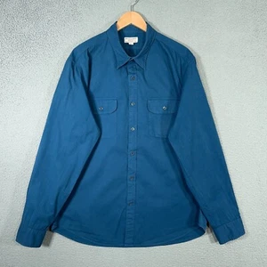 Wallace & Barnes Work Shirt Mens XL Blue Button Down Flap Pocket 100% Cotton - Picture 1 of 11