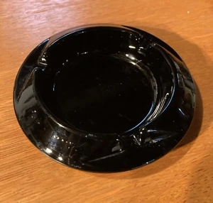 Vintage Black Amethyst Glass Round Ashtray - Picture 1 of 5