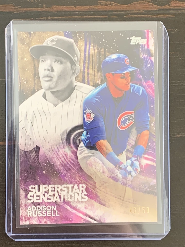 2018 Topps Superstar Sensations Addison Russell Gold Parallel #d /50 PACK FRESH - Image 1 of 2