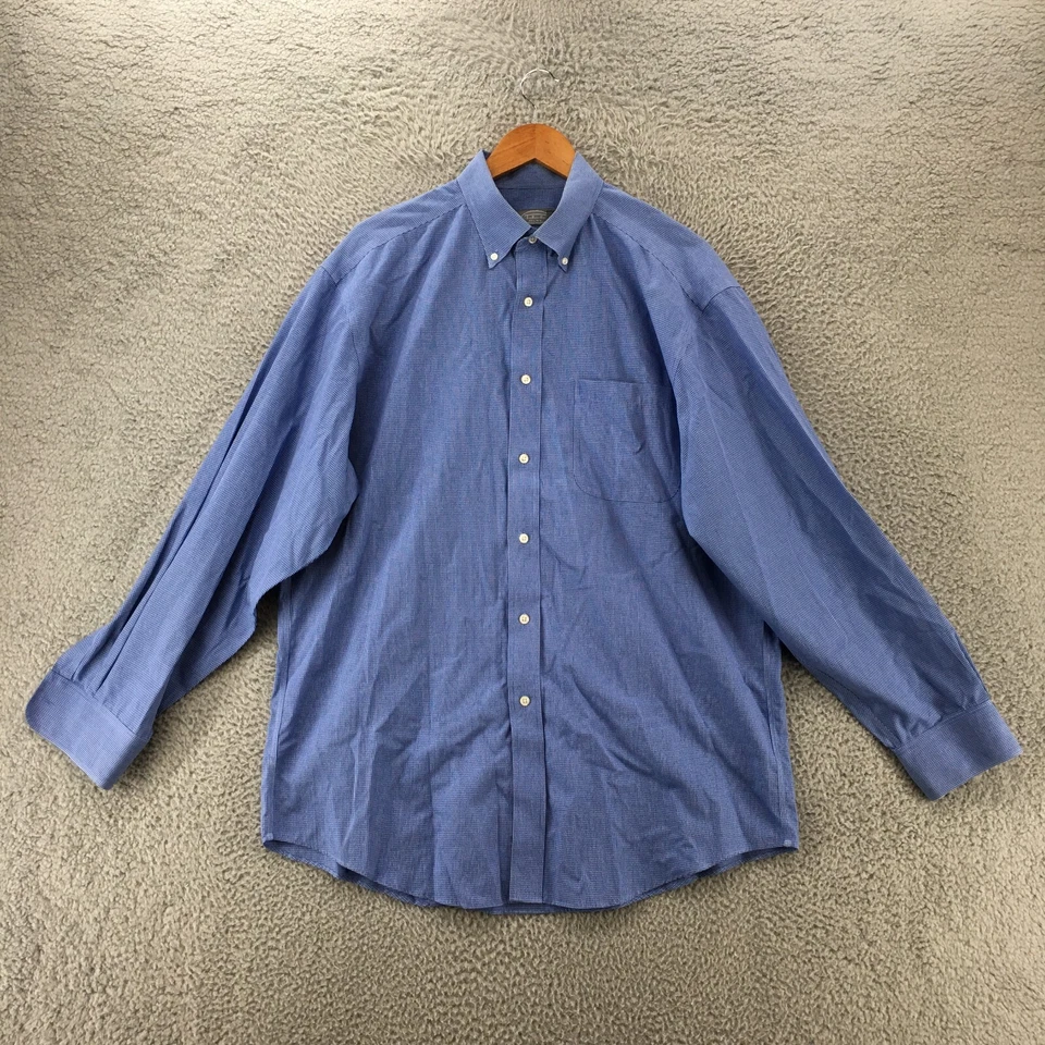 Talbots Long Sleeve Shirt Mens 17 Blue Wrinkle Resistant Button Up Long Sleeve - Image 1 of 4