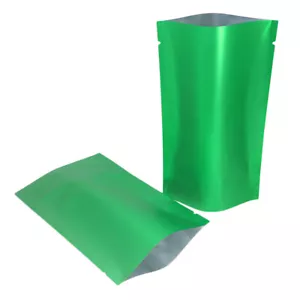 100x Mattgrün Metallic Folie Stehend Offene Füllbeutel 7,5x11cm 3x4,5 Zoll - Bild 1 von 3