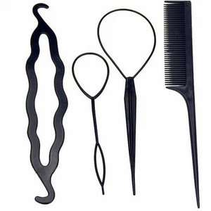 4Pcs/Set Hair Styling Clip Bun Maker + Topsy Tail Braid Ponytail Tool InfiniAS/S - Picture 1 of 6