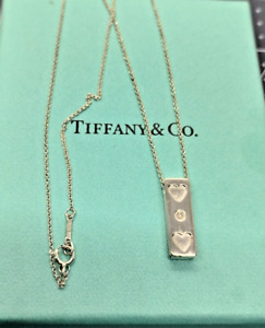 Tiffany & Co. Paloma Picasso Double Heart Diamond Bar Pendant in Sterling Silver