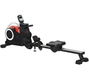 SPORTNOW Foldable Water Rowing Machine with Wheels and LCD Monitor, Black - Picture 1 of 11