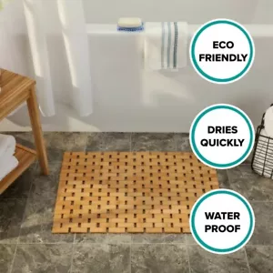 Wooden Bamboo Bath & Shower Mat Creates Spa-Like Experience (24.75" x 16.5") - Picture 1 of 11
