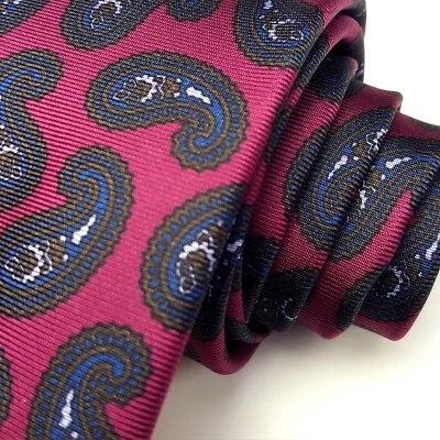 Corbata Pal Zileri Sartoriale Rojo Rubí Paisley 2.75" Seda 53L Corta Estrecha Foto 1 de 4