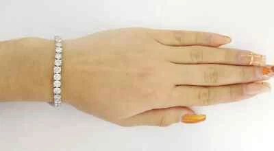 Round Brilliant Diamond Straight Line Platinum Bracelet 13ct 7" Rtl $40K - Image 1 of 4