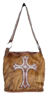 Raviani Rindsleder Handtasche Western Glitzer Leder Rodeo Biker Cowgirl Umhängetasche Purse - Bild 1 von 15