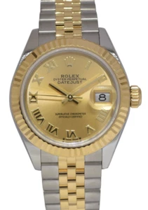 Rolex Datejust 28 Yellow Gold/Steel Champagne Dial Ladies Watch +Card '19 279173 - Picture 1 of 13
