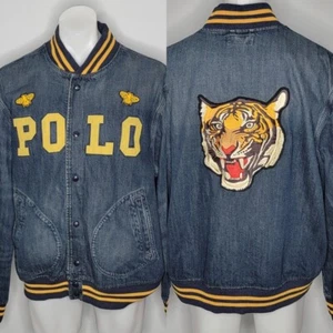 Polo Ralph Lauren Polo and Tiger Custom Denim Baseball Jacket Size 2XL - Picture 1 of 10