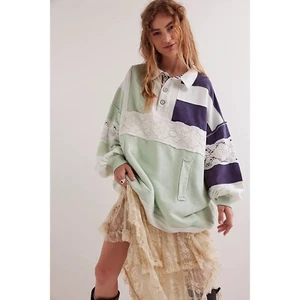Free People We The Free American Dream Polo Pullover Oberteil gestreift S Neu mit Etikett 277516 - Bild 1 von 9