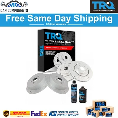 Rotores recubiertos ranurados perforados de rendimiento trasero TRQ con fluidos para Toyota Foto 1 de 4