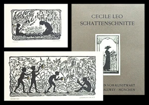 1924 Scherenschnitt Schattenrisse Silhouetten 10 (!) Schattenschnitte Cecile Leo - Bild 1 von 1