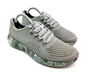 Crocs LiteRide Pacer Womens Size 6 Gray Camo Lace Up Sneaker Shoes 206494 - Picture 1 of 11
