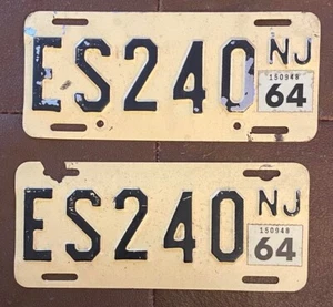 New Jersey 1964 MOTORCYCLE License Plate PAIR # ES240 - Picture 1 of 1