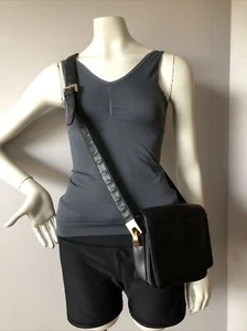Vintage STUDIO IMPORTS Shoulder Bag Black Faux Leather w/Flap Adjustable Strap - Picture 1 of 14