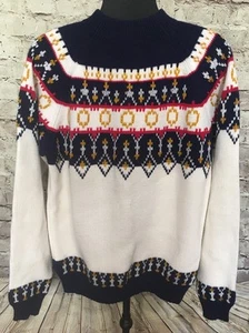 VINTAGE Hipster Tall L Mock Neck Sweater Made In USA 1970s Ski Outdoor EUC - Picture 1 of 8