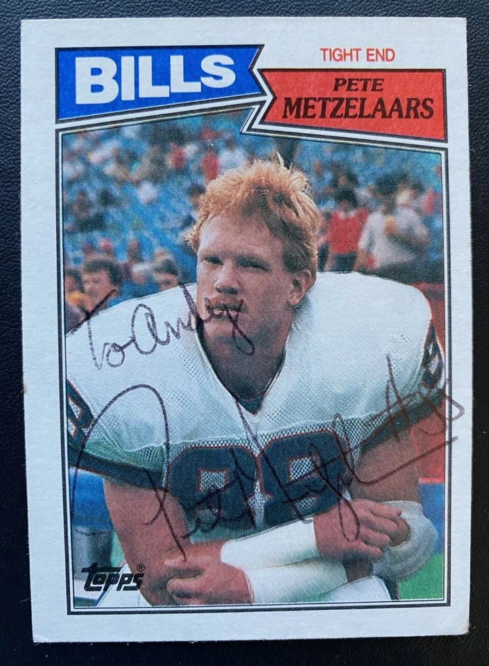 1987 Topps PETE METZELAARS #366 BUFFALO BILLS non-COA Auto Autograph - Image 1 of 1
