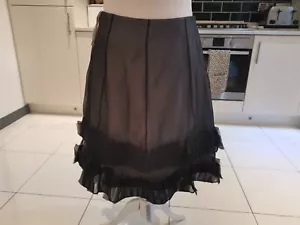 BNWT COAST Black Silk A Line Skirt, Size 12, frills, side zip, double lined, - Picture 1 of 13