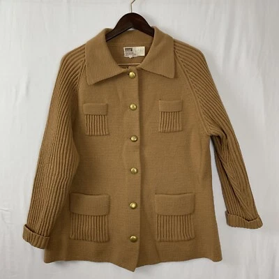 VTG 60s 70s Cozy Montgomery Ward Cardigan Button Sweater Camel L 42 EUC - Image 1 of 4