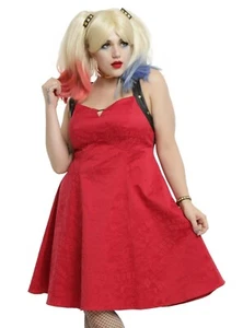 Suicide Squad Womens Dress Costume Leather Sleeveless Harley Quinn Plus Size 28 - Picture 1 of 12