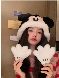 Warm cartoon Mickey Hats Plush Hat with White Mickey Mouse Palm - Picture 1 of 6