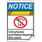Restricted Area Dont Use Cell Phones Beyond This Label Decal Sticker